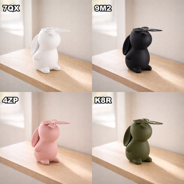 DECORATIVE RABBIT AND BUTTERFLY STATUETTE – MULTIPLE COLOURS AVAILABLE
