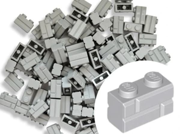 LEGO 1x2 Grey Brick, 100-piece set, Wall 98283