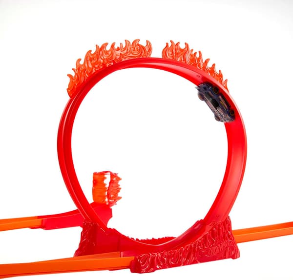 HOT WHEELS STUNT TRACK SET: FIRE LOOP – set with a car