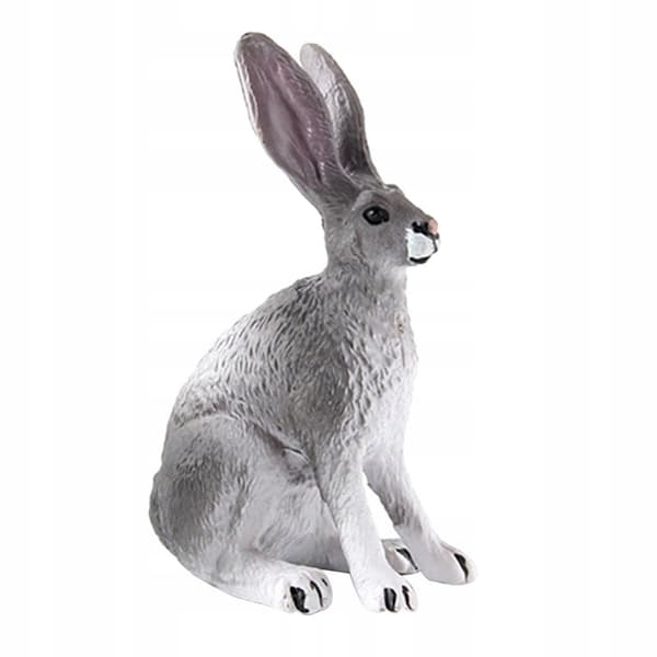 Realistic Forest Animals: Pet Rabbit Action Figures – Grey Crouching Rabbit