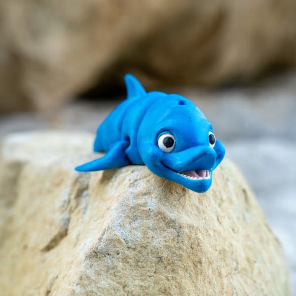 Dolphin | 3D pop-up colouring book + paints and a paintbrush