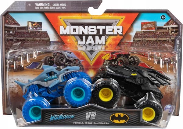 Batman Monster Jam Megalodon vs the Batmobile Monster Trucks Spin Master