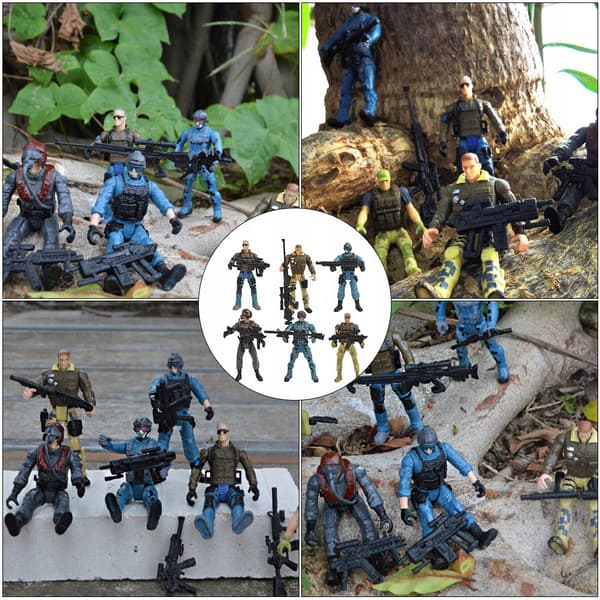 6-piece Kids' Plastic Soldier Model Playset with Smooth Edges