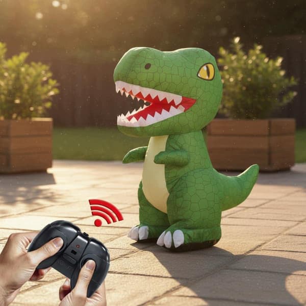 Remote-controlled inflatable dinosaur with automatic inflation – Auto Inflate, brown