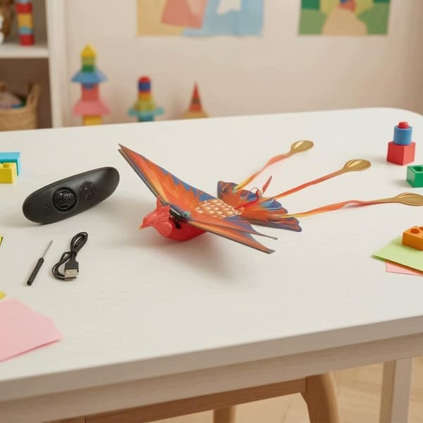 Interactive electric flying toy for birds with flapping wings for the RC Phoenix