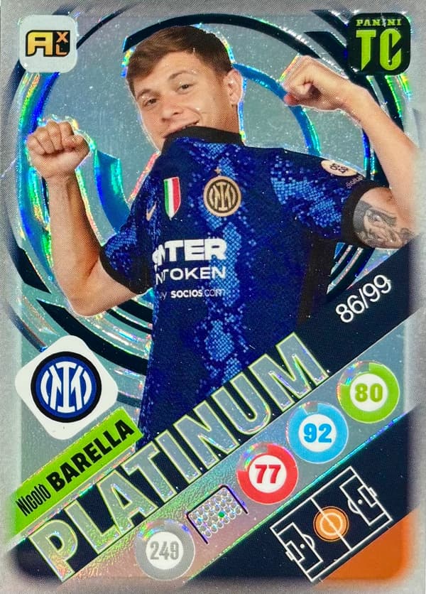 PANINI TOP CLASS 2022 LIMITED PLATINUM 86/99 NICOLO BARELLA INTER MILAN