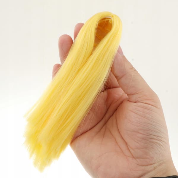 Doll Figure Wig – Female Action Figure Accessory – 1:6 Scale – Yellow Long Hair
