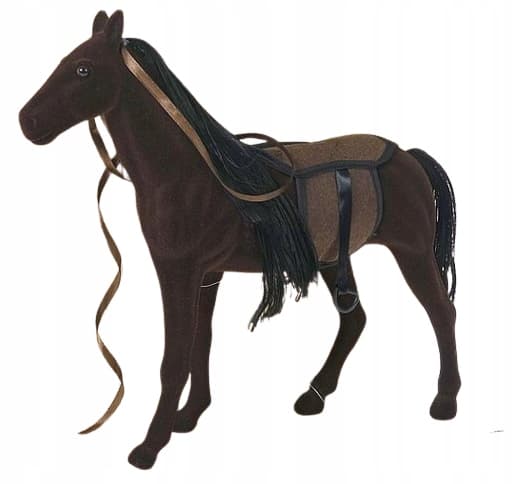 Dark brown flocked horse with a 40 cm combable mane