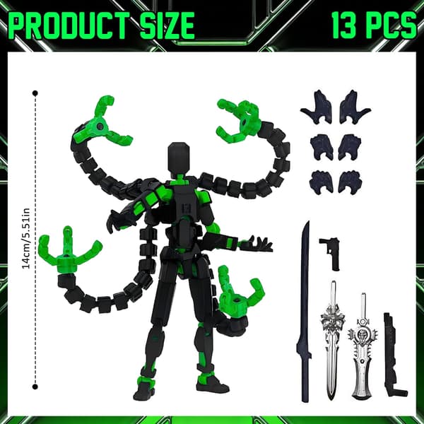 PLUSHCEWT T13 Action Figure with Interchangeable Limbs and Accessories