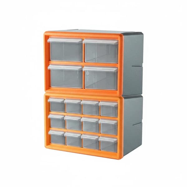 Organiser cabinet – Easy-to-sort drawer unit – Versatile 16 Grid Orange