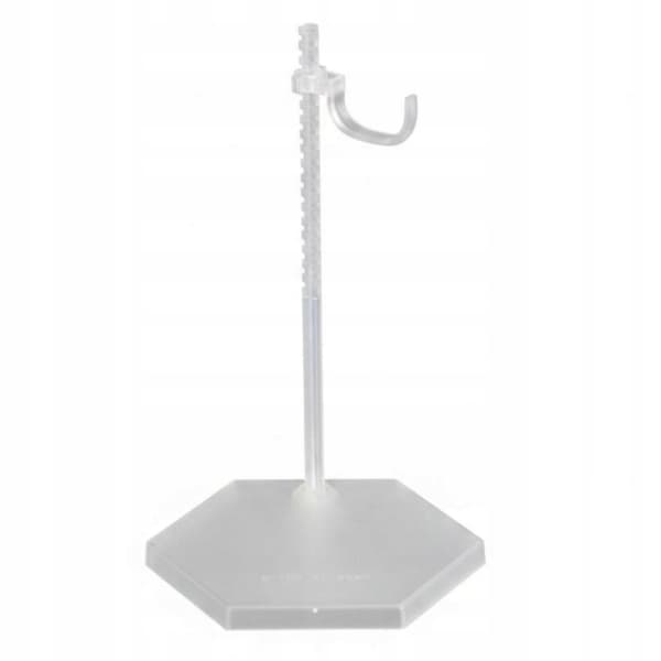 Action figure display stand with a stable base – adjustable, transparent, hexagonal