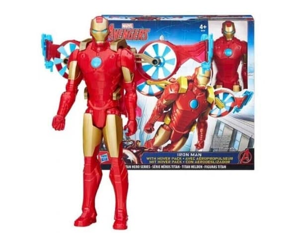 Iron Man 30.5 cm action figure from the Marvel Titan Hero range, with a HASBRO HOVER PACK