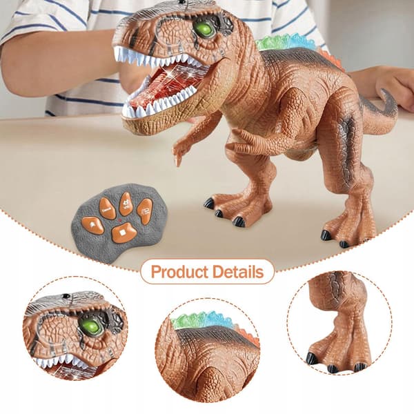 Remote-controlled dinosaur toy – Realistic sounds – Cute – Funny – Versatile – Brown
