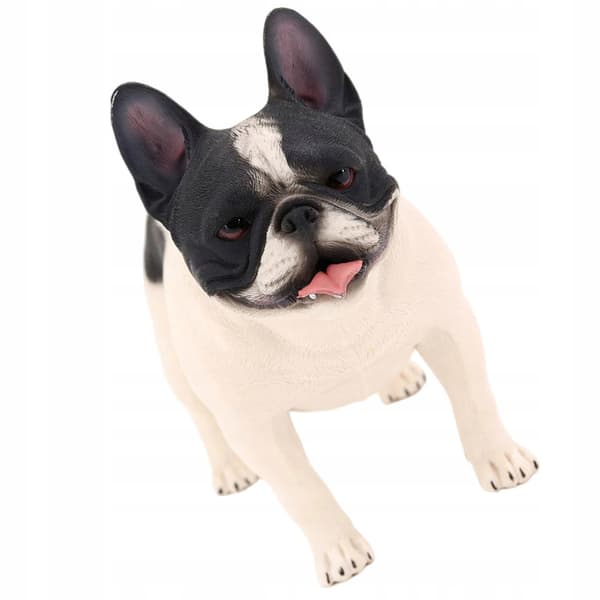 DECORATIVE PLASTIC BULLDOG FIGURINE, WHITE