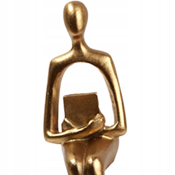 3 PIECES: Seated Thinker Statue, Abstract, Silver
