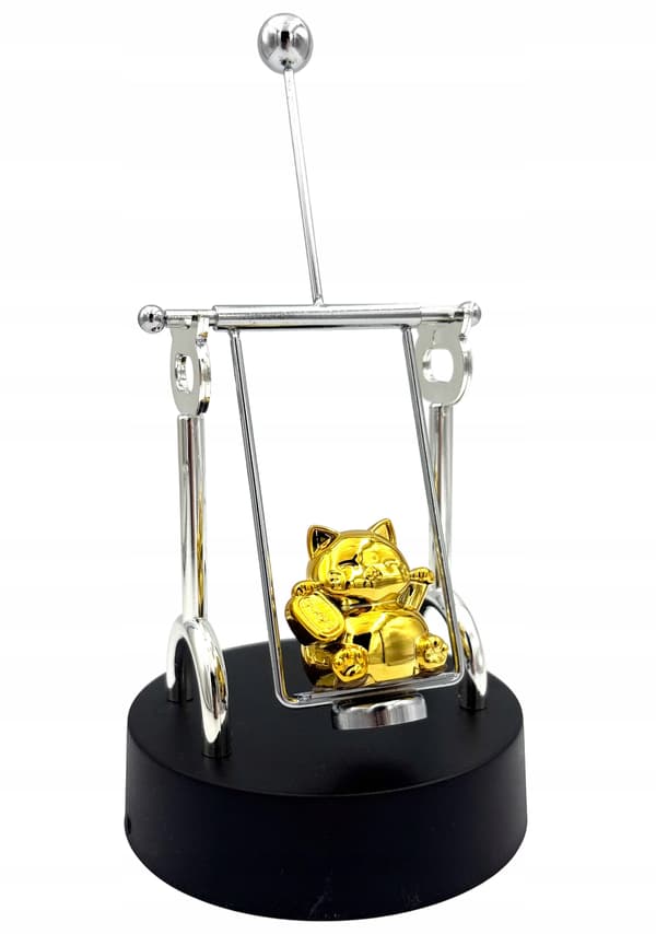USB-powered perpetual motion toy: a magnetic swing with a kitten.
