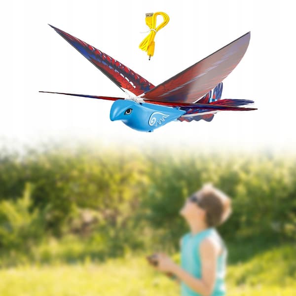 Electric bird toy Unique home décor Early learning Realistic flapping blue