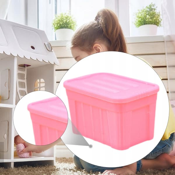 1:12 Doll’s House Storage Box Home Kitchen and Dining Room Props – Pink