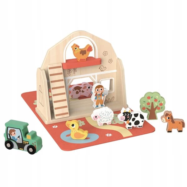 WOODEN FOLDABLE TOY FARM IN A SUITCASE
