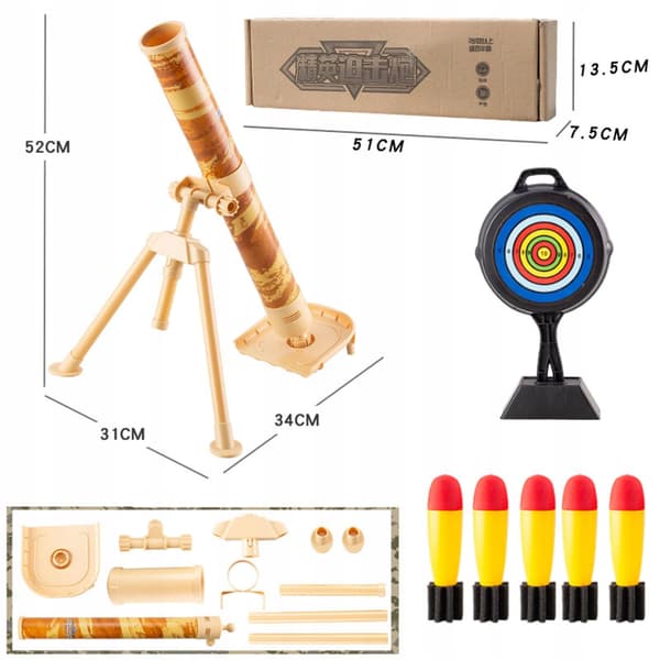 Mortar Launcher Play Set Interactive games with sound Soft foam Yellow
