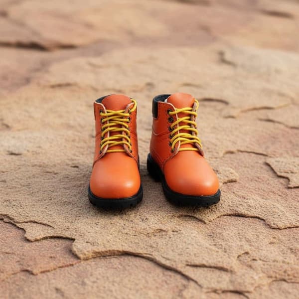 1:6 scale combat boots, high-top style 1:6 scale boots, handmade, light green