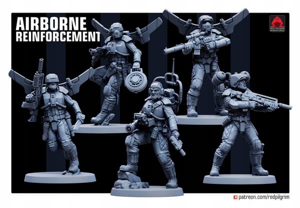 AIRBORNE FORCES REINFORCEMENT x5 Red Pilgrim Minia