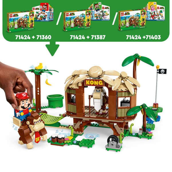LEGO Super Mario 71424 Donkey Kong’s Treehouse set, assorted colours.