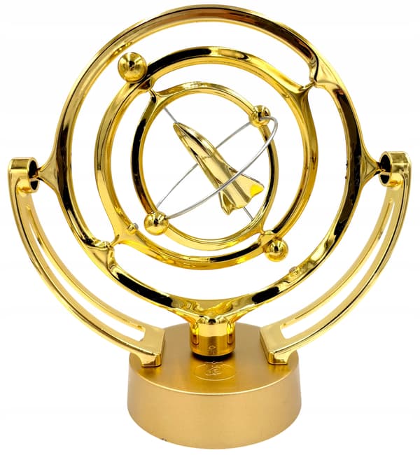 Battery-powered perpetual motion machine with a rocket – golden space rocket – space ornament