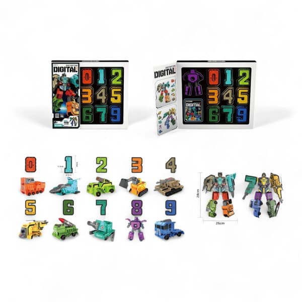 10-in-1 SET: NUMBERS 0–9, MEGA ROBOT 2-in-1 TRANSFORMATION
