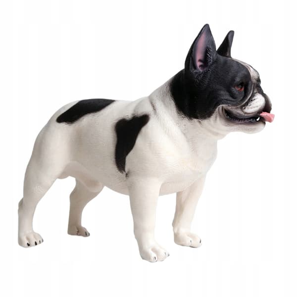 DECORATIVE PLASTIC BULLDOG FIGURINE, WHITE