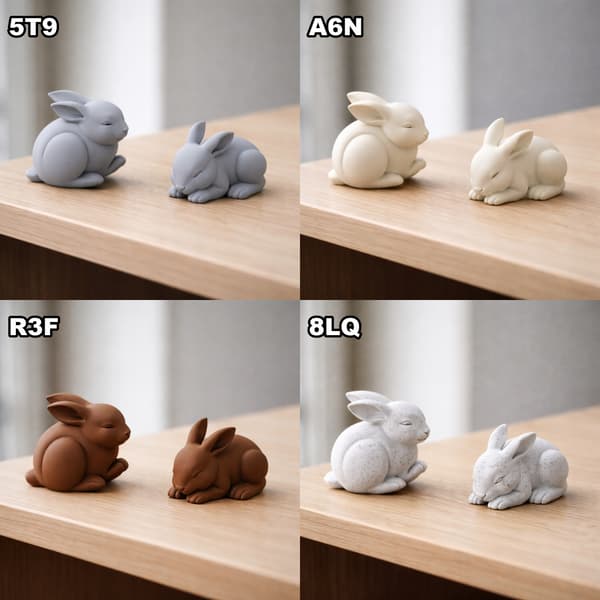 SLEEPING RABBIT FIGURINE, LYING DOWN, SHELF DECORATION, MANY COLOURS