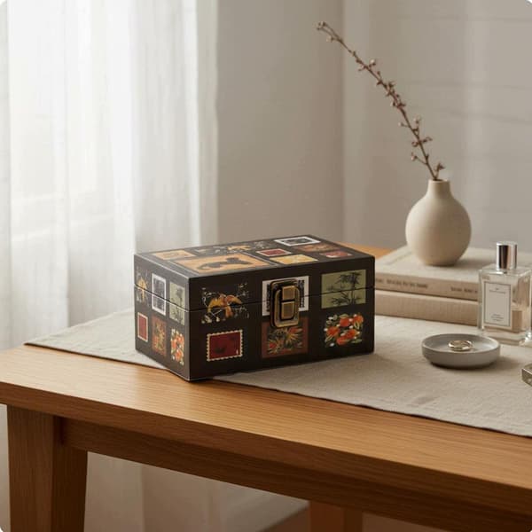 Retro Plaid wooden storage box a