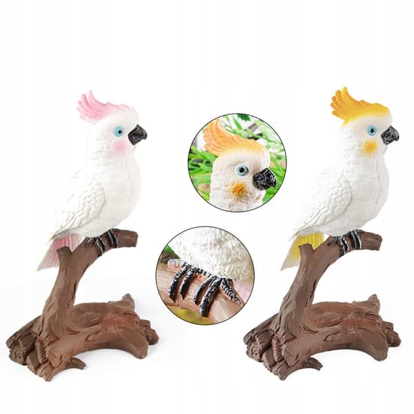 Parrot figurines Portable simulation Small educational toy Pink-headed bird