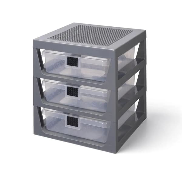 LEGO Storage Unit with 3 Drawers and a Building Plate – Grey