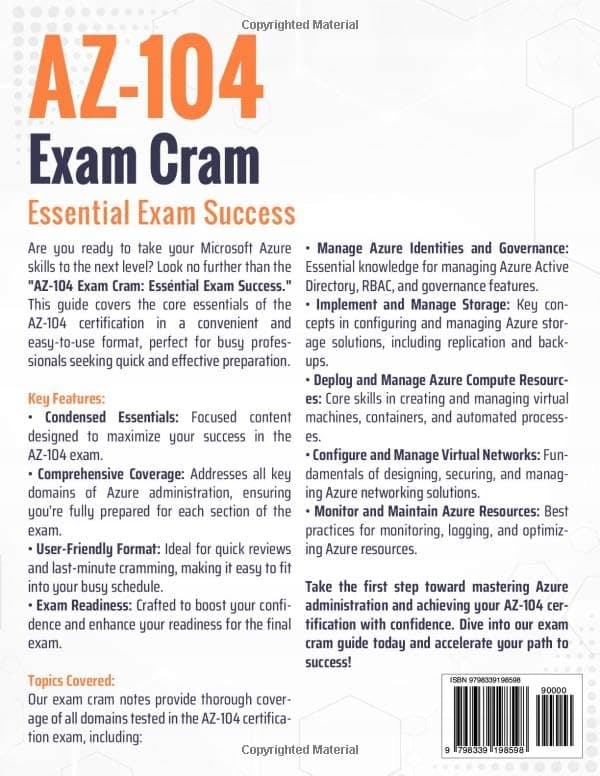 Reads, VERSAtile AZ-104 Exam Cram: Essential Exam Success – 1st Edition – 202