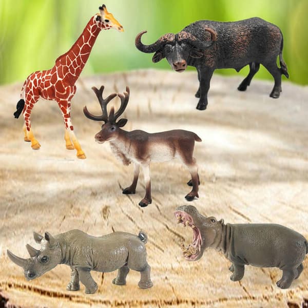5x Animal Figures Party – promotes cognitive development. Home-style desk decoration B
