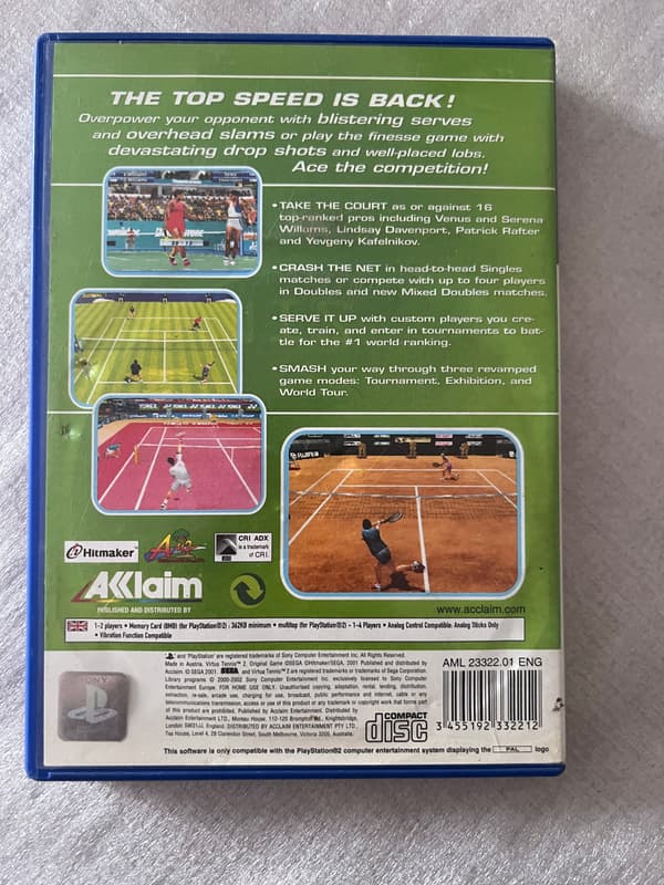 Virtua Tennis 2 for PS2 – Launch Edition
