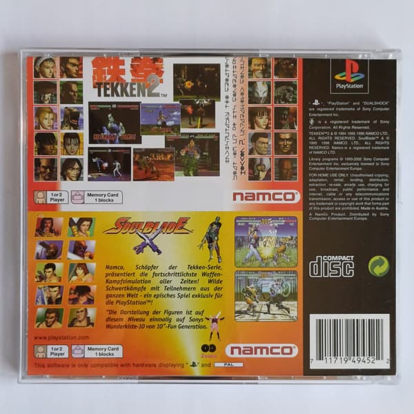 Tekken 2 + Soulblade, PlayStation, PS1, note: description