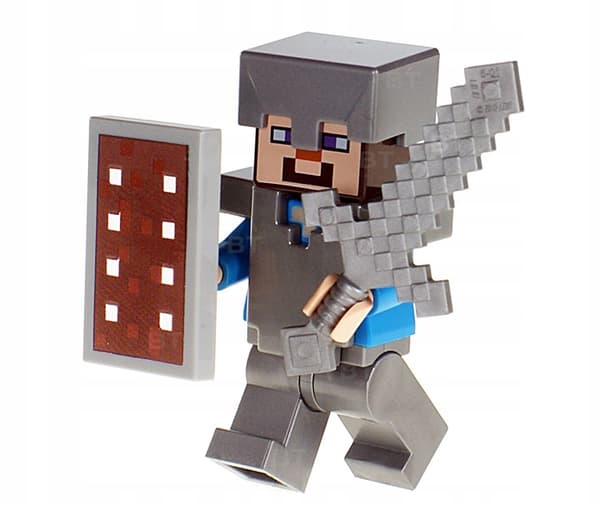LEGO STEVE armour, shield and sword figurine