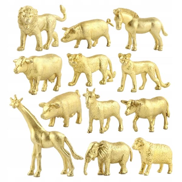 Animals Figurines Toys Learning Play Set Realistic Mini Golden Elephant
