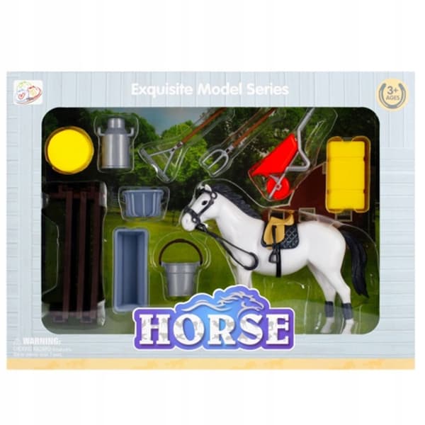 A toy horse with accessories