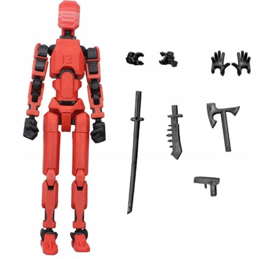 3D Foldable Robot Figurine – Red Gift Toy – Stickman
