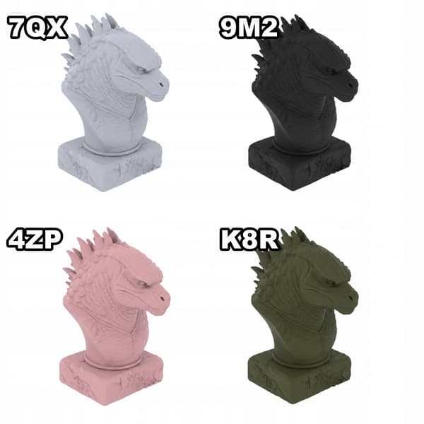 DECORATIVE FIGURINE: GODZILLA BUST ON A PEDESTAL – MANY COLOURS AVAILABLE