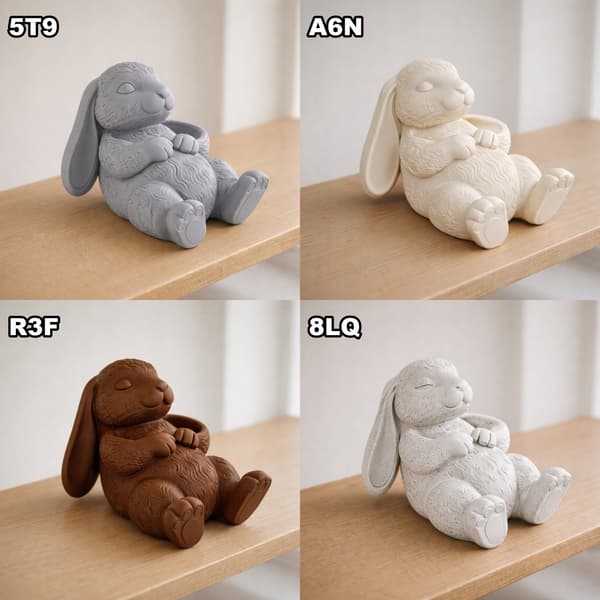 DECORATIVE FIGURINE: LONG-EARED RABBIT, SITTING, VARIOUS COLOURS