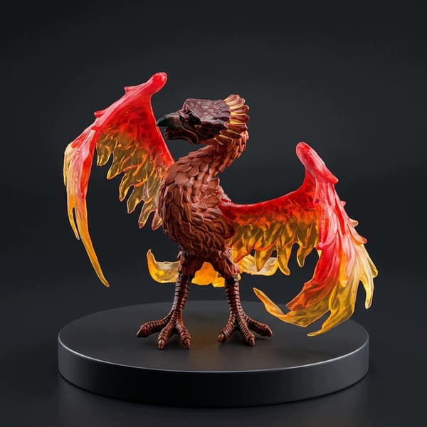 Detailed Mythical Model | A decorative, fiery little bird