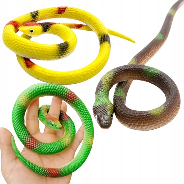 6x REALISTIC STRETCHY RUBBER SNAKE – SQUISHY TOY – PRANK GADGET