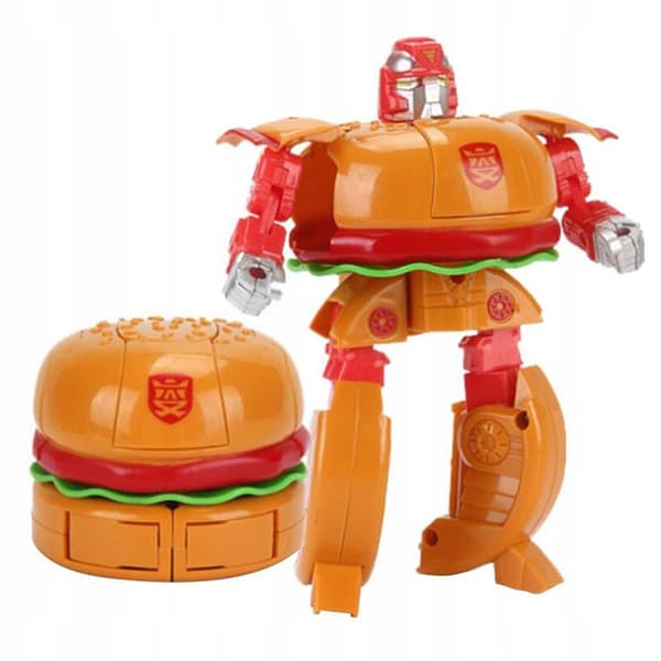Hamburger Robot Action Figure, Transformable Toy for Children, Boys