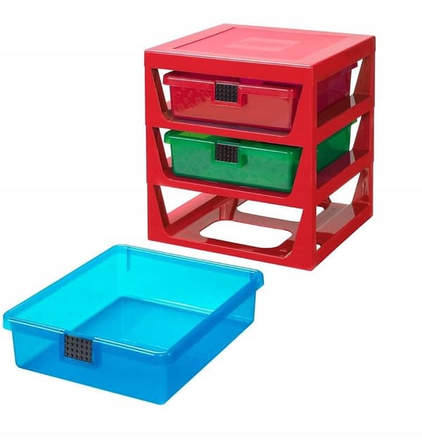 LEGO 3-Drawer Storage Rack, red