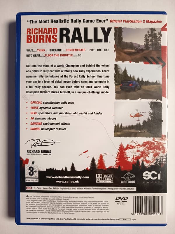 Richard Burns Rally for PlayStation 2 (PS2) – English version, complete set