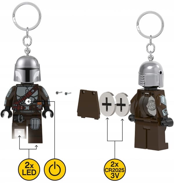 LEGO STAR WARS KEYRING FLASHLIGHT MANDALORIAN FIGURINE KEYRING + BAG